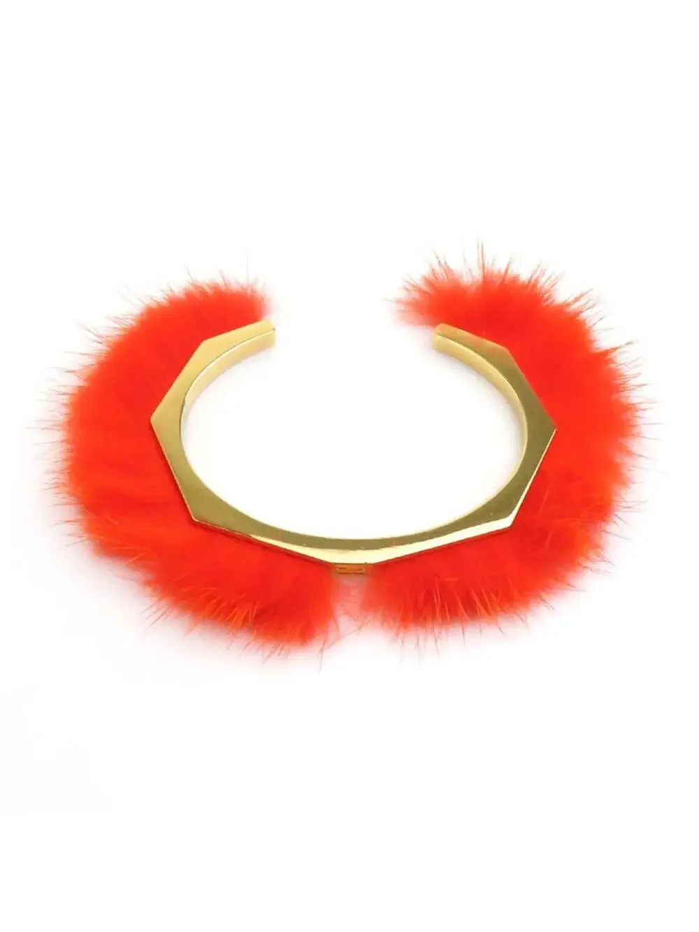 Auth Fendi Bangle Bracelet Orange/Gold #338702F19B